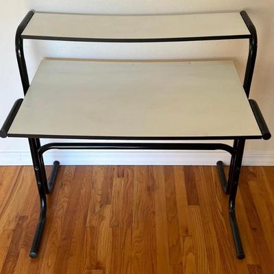 (2) Tier Desk With Metal Frame And Melamine Top