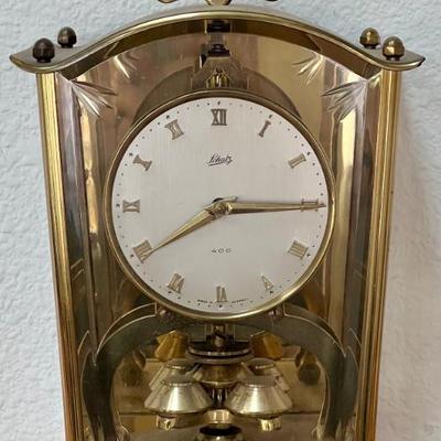 Vintage German Schatz 400 Brass Anniversary Clock With Glass Case
