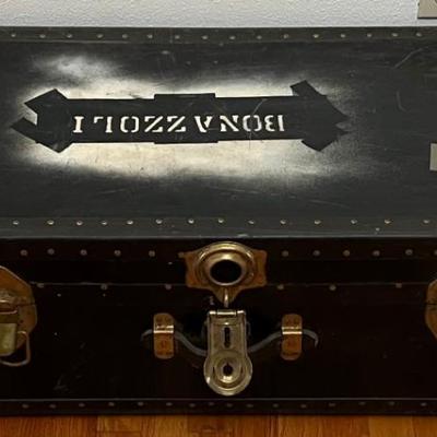 
Vintage 32" Hard Trunk With Brass Trim And Latches