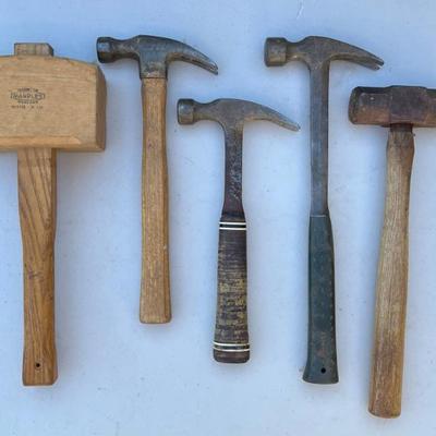 (5) Hammers And Mallets - (2) Estwing And Marpels 6" Wooden