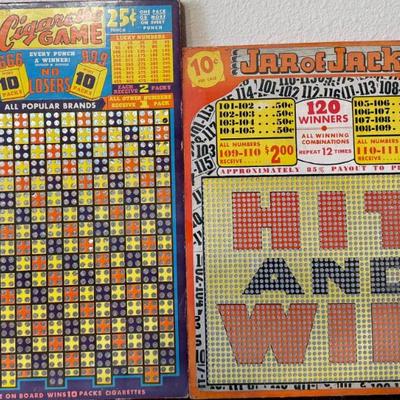 (2) Large Vintage Game Punch Boards - Jar Of Jack - Cigarette Game