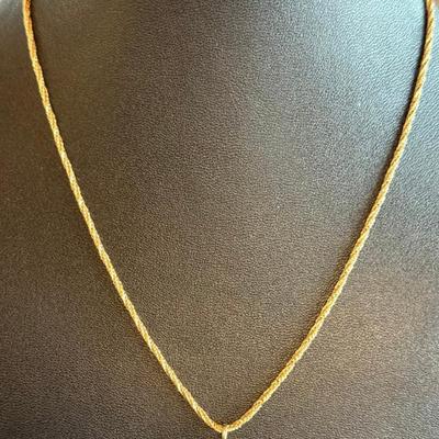 Vintage 14K Gold Italy Woven Rope Chain 16 Inch Necklace With 14K Gold Angel Pendant - 5.56 Grams