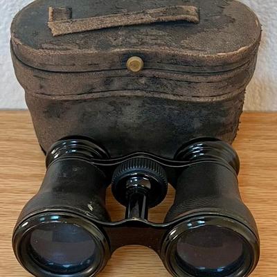 Vintage Pair Marchand Paris Made In France Binoculars With Leather Case