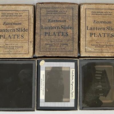(3) Antique Boxes Of Eastman Kodak Glass Lantern Slide Plates
