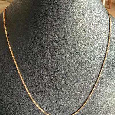 14K Gold Wheat Chain 18 Inch Necklace - Total Weight 3.47 Grams