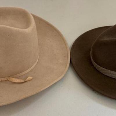 Rockmount Denver Co. 100 Percent Wool Cowboy Hat 7 1/8, Dorfman Pacific 100 Percent Wool Fedora