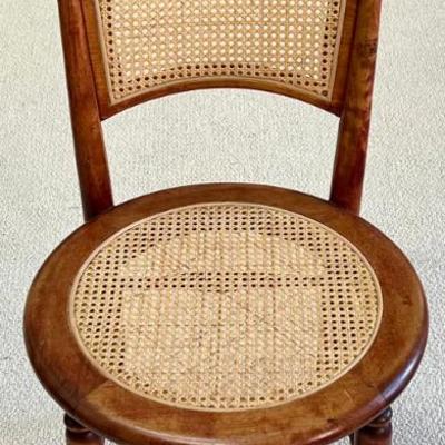 Antique Cherry Side Chair With Cane Seat And Back