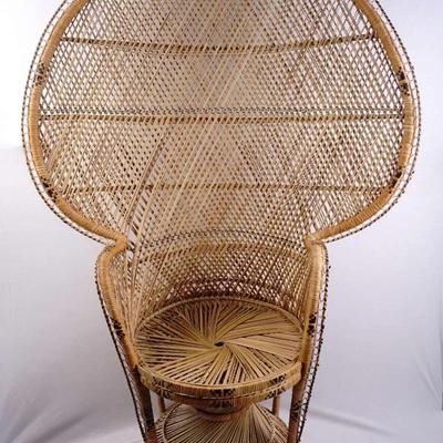 Vintage 1960s "Emmanuelle" Peacock Chair - Handwoven Rattan & Wicker - Boho Decor