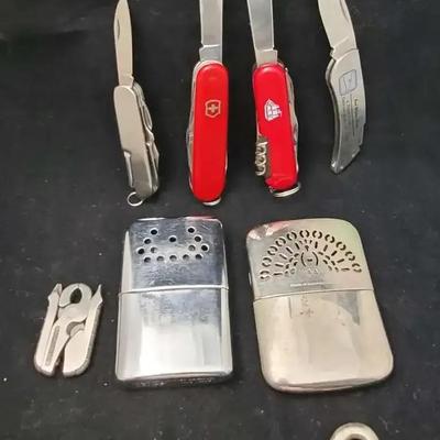 Zippo Ad Knife, Victorinox Swiss-Style, Japanese Folders, Occupied Japan Hand Warmers & Orion Beer