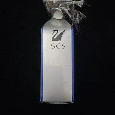 Swarovski Silver Crystal Figurine Keychain 4" (Unused) SCS Crystal Ball Stone