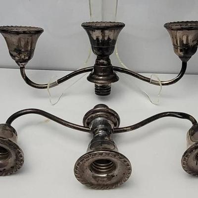 A Pair of Rogers Sterling Silver Weighted Candle Stick Holder Candelabra Insert (586 Grams)
