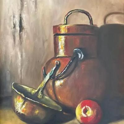 Original Signed J. VT. Vidal Still Life Oil Painting on Canvas - Framed Fine Art