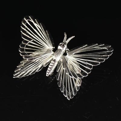 Vintage Monet "Menagerie" Silver Tone Wire Butterfly Brooch