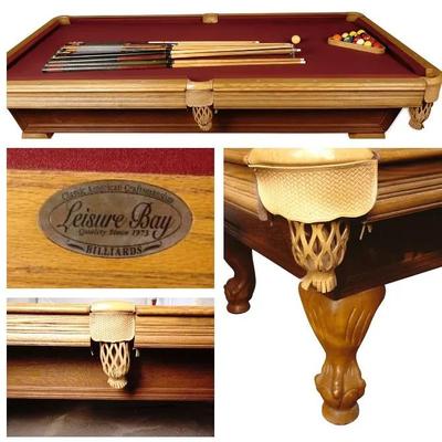 Leisure Bay 8ft Oversized Pool Table - 3-Piece Slate & Red Felt with Full Accessory Kit