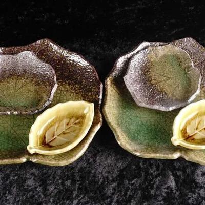 Utsuwa No Yakata Leaf Serving Dish Set - Traditional Japanese Craft - Like New