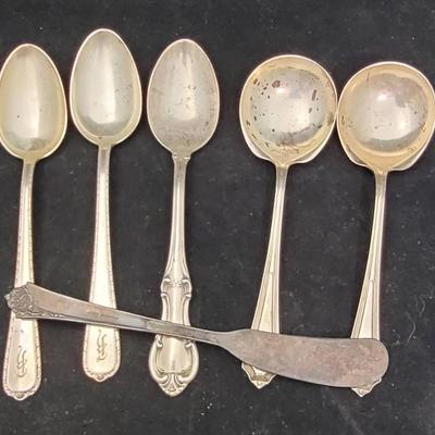 Sterling Silver Spoons & Heirloom Sterling Damask Rose Butter Knife (156 Grams)