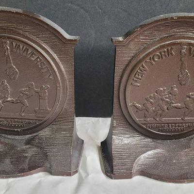 1920s NEW YORK University Bronze Bookends by CS & C Company