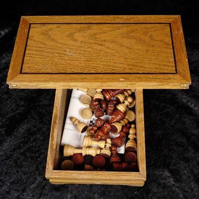 Unique Sliding Hinged Wooden Chess Set - Portable Board In A Box - Vintage Decor