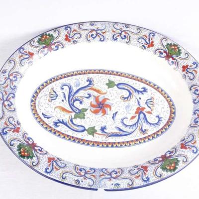 Large 18" ARM Italy Hand-Decorated Ceramic Serving / Fruit Bowl