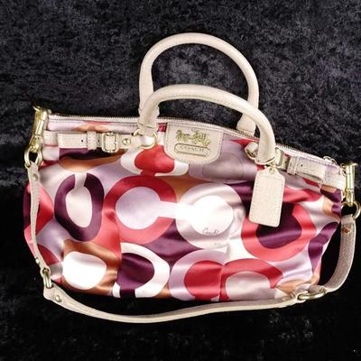 Coach Madison Graphic Op Art Sophia Satchel - Designer Fabric Handbag