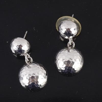 Vintage Women's Half Dome Silver Tone Earrings