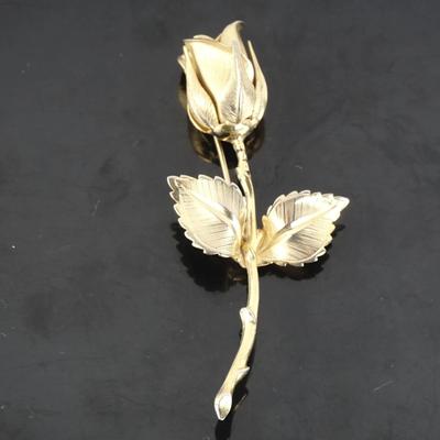 Vintage Signed Giovanni 3-Inch Gold Tone Rose Brooch