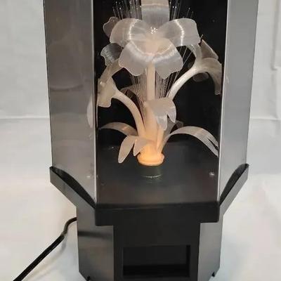 Vintage Fiber Optic Flower Lamp in Hexagon Mirror Case