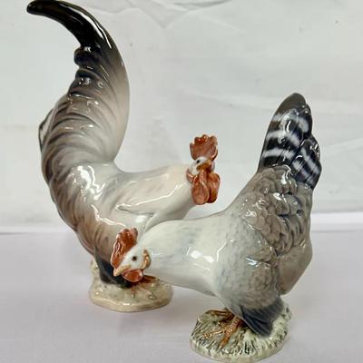 1960's Christian Thomsen Royal Copenhagen Denmark Porcelain Rooster & Hen