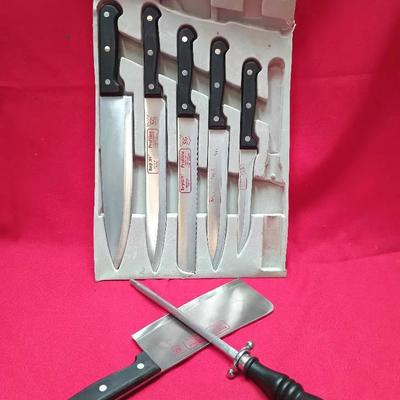 BergHOFF “Profiline” German Stainless Steel Knife Set with Cleaver & Honing Steel