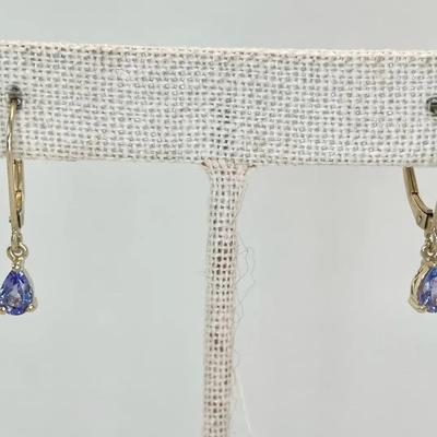 925 Tanzanite Dangle Drop Earrings 1” 