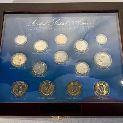 United States of America 2008 Uncirculated Coin Set / Wooden Display Case