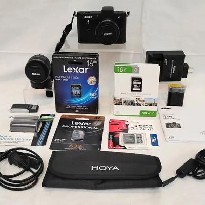 Nikon 1 V1 Mirrorless Camera Bundle - Extra Lenses, Batteries & SD Cards