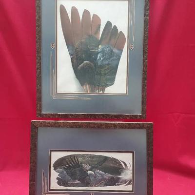 Two Framed Limited Edition Feather Art Prints by T. McCullum