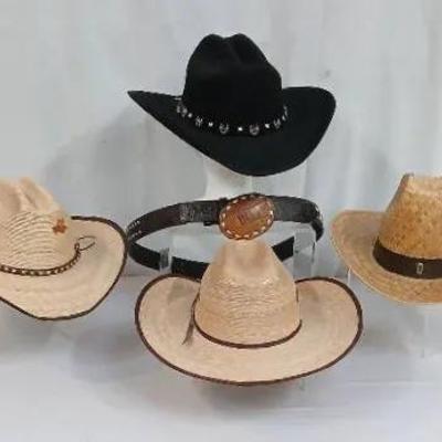 Cowboy Hats (7-1/8) and Leather (Bob) Belt
