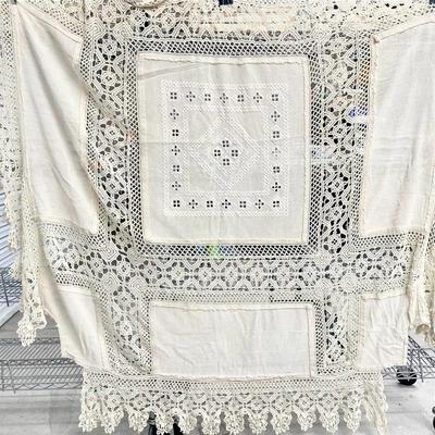 Large Crochet And Embroidered Bed Cover 45x107”