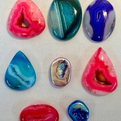 Polished Agate Cabochons w/Druzy Centers