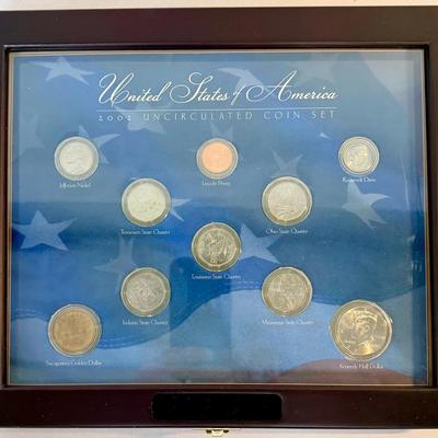 United States of America 2002 Uncirculated Coin Set / Wooden Display Case