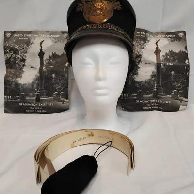 1946 West Point USMA Graduation Lot - Tar Bucket Shako Hat & Programs