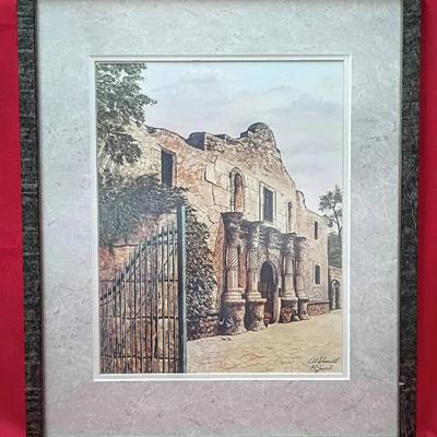 Al Sherrell Signed Mission Scene Print – San Antonio Landmark