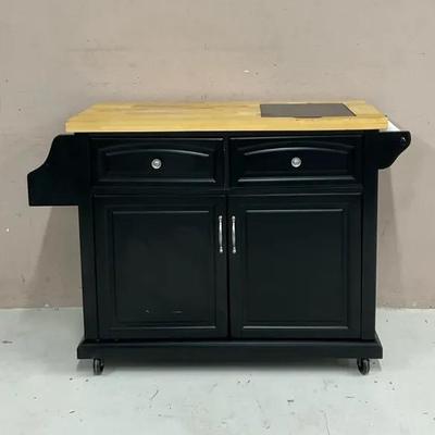 Black Rolling Kitchen Island Cart