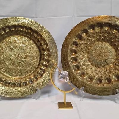 14" Hand-Chased Plates & Rotating Prism