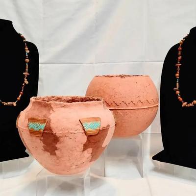 Native American Paper Mache & Jewelry - Signed Nampeyo J. Young