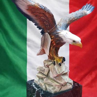 Arnaldo Giannelli Bald Eagle Sculpture on Marble Base
