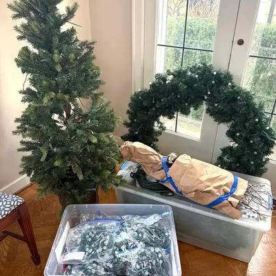 Home decor faux tree wreath & lights as shown