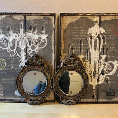 Vintage wall mirrors and art