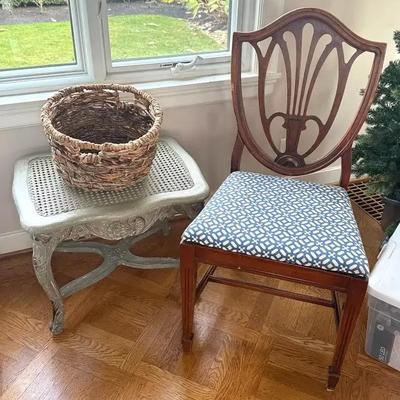 Hepplewhite style shield back chair complementing side table