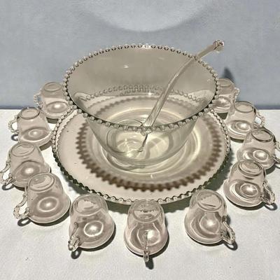 Imperial glass candlewick" punch bowl set