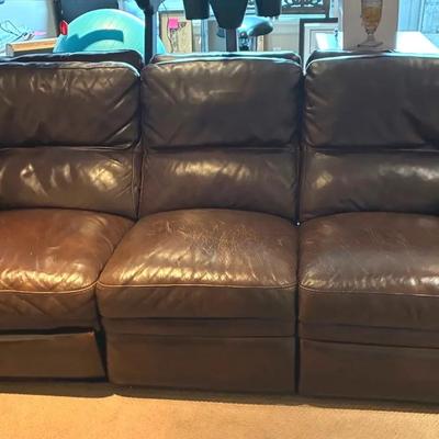 Reclining leather sofa