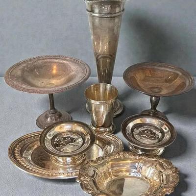Silver trumpet vase other pieces