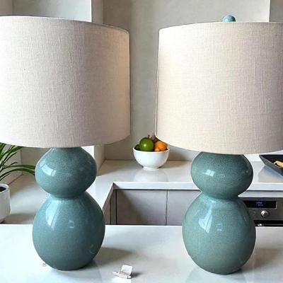 Pair of double gourd table lamps